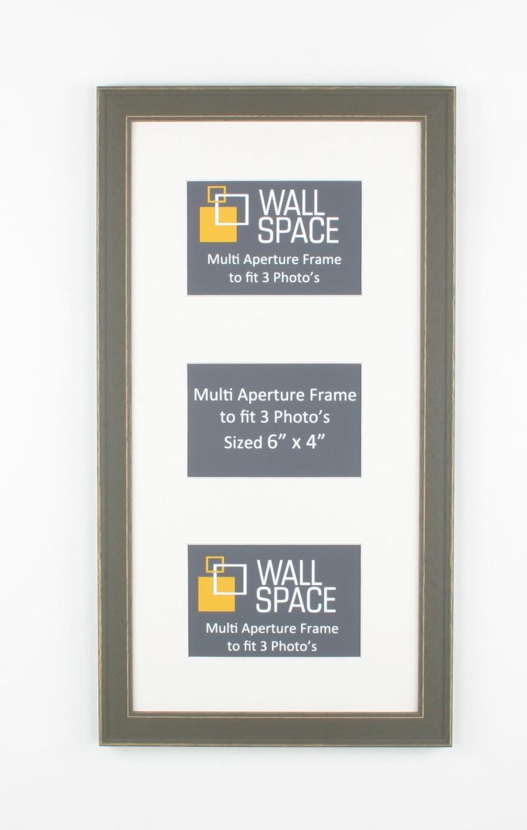 Grey Vintage Multi Aperture Frame to fit 3 Photo's